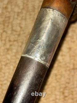 Antique Walking Stick Cane Hand-Carved Bird Handle & Hallmarked 1916 Silver