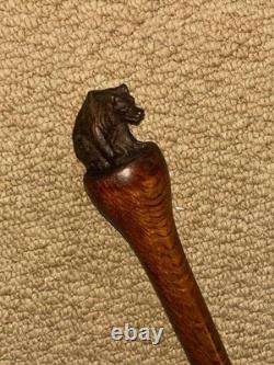 Antique Walking Stick Cane Hand-Carved Black Forrest Bear Top