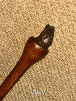 Antique Walking Stick Cane Hand-Carved Black Forrest Bear Top Antique Walking Stick Cane Hand-Carved Black Forrest Bear Top