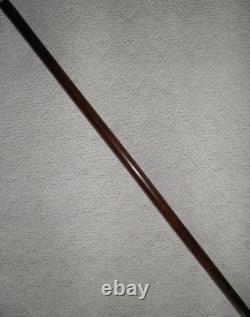 Antique Walking Stick / Cane Hand Carved Chinese Man Silver Collar By Kendall