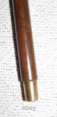 Antique Walking Stick / Cane Hand Carved Chinese Man Silver Collar By Kendall