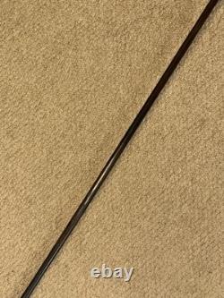 Antique Walking Stick Cane Hand Carved Elephant Handle & Sterling Silver Collars