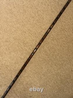 Antique Walking Stick Cane Hand-Carved Exotic Bird & Hallmarked Silver Collar