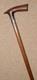 Antique Walking Stick / Cane Hand-Carved Fritz Handle Decorative Steel Collar