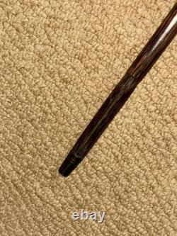 Antique Walking Stick Cane Hand-Carved Gadget Tongue Crocodile & Chinese Silver