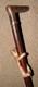 Antique Walking Stick / Cane Hand-Carved Ginger Cat On Shaft Yellow Metal Collar