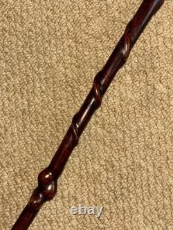 Antique Walking Stick Cane Hand-Carved Horse Crook Handle Hand & Snake Shaft