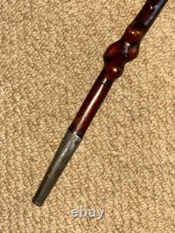 Antique Walking Stick Cane Hand-Carved Horse Crook Handle Hand & Snake Shaft