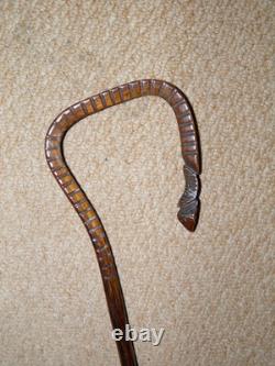 Antique Walking Stick / Cane Hand-Carved Horse Leg & Hoof Crook Handle