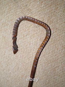Antique Walking Stick / Cane Hand-Carved Horse Leg & Hoof Crook Handle