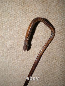 Antique Walking Stick / Cane Hand-Carved Horse Leg & Hoof Crook Handle