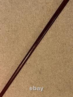 Antique Walking Stick Cane Hand-Carved Intricate Alsatian Top & Silver Collar