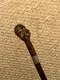 Antique Walking Stick Cane Hand-Carved Man Top & Hallmarked 1914 Silver Collar