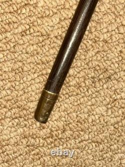 Antique Walking Stick Cane Hand-Carved Man Top & Hallmarked 1914 Silver Collar