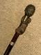 Antique Walking Stick Cane Hand-Carved Monkey Climbing Tree Handle & Collar