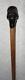 Antique Walking Stick / Cane Hand Carved Owl Ebony Handle Bovine Horn Collar