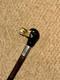 Antique Walking Stick / Cane Hand-Carved & Painted Duck Head & Silver Collar