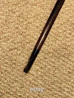 Antique Walking Stick / Cane Hand-Carved & Painted Duck Head & Silver Collar