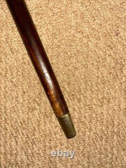Antique Walking Stick Cane Hand-Carved Snake Eating Frog Handle & Detailed Shaft