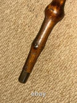 Antique Walking Stick Cane Intricate Hand Carved St Bernard Dog Handle
