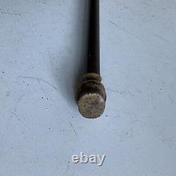 Antique Walking Stick Cane / Swagger Stick Carved Head With Top Hat