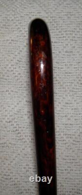 Antique Walking Stick Cane Tested 12 ct Gold Collar Carved Bovine Horn Duck Head