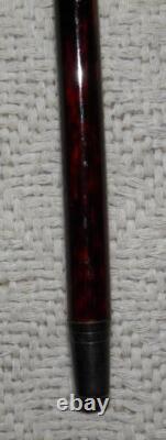 Antique Walking Stick Cane Tested 12 ct Gold Collar Carved Bovine Horn Duck Head