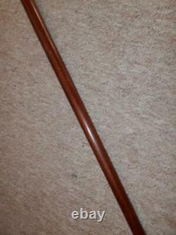 Antique Walking Stick/Cane With Hand-Carved Rose Detailed Bird Antler Handle