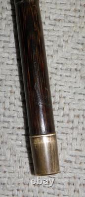Antique Walking Stick Hand Carved Bird Handle With Glass Eyes Gold Plated Collar