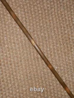 Antique Walking Stick Hand-Carved Bovine Horn Greyhound & Hallmarked 1911 Silver