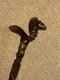 Antique Walking Stick Hand Carved Cobra Snake Handle & Patterned Shaft