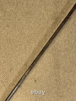 Antique Walking Stick Hand-Carved Coquilla Nut Man Top & Hallmarked 1920 Silver