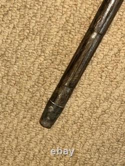 Antique Walking Stick Hand-Carved Coquilla Nut Man Top & Hallmarked 1920 Silver