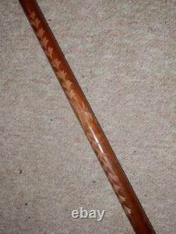 Antique Walking Stick Hand-Carved Eagle Head Handle & Engraved Shaft 94cm