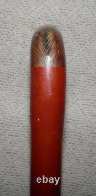 Antique Walking Stick Hand Carved / Painted Duck Head Fritz Handle Glass Eyes