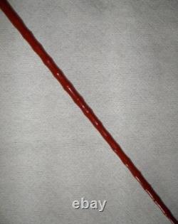 Antique Walking Stick Hand Carved / Painted Duck Head Fritz Handle Glass Eyes