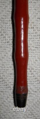 Antique Walking Stick Hand Carved / Painted Duck Head Fritz Handle Glass Eyes