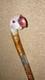 Antique Walking Stick Hand Carved Painted Parrot Handle & Hallmarked 1933 Silver