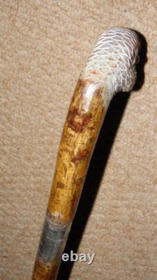 Antique Walking Stick Hand Carved Painted Parrot Handle & Hallmarked 1933 Silver Antique Walking Stick Hand Carved Painted Parrot Handle & Hallmarked 1933 Silver
