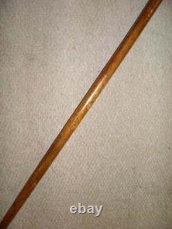 Antique Walking Stick Hand-Carved Shoe & Inset Antler Crook Handle