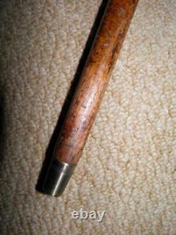 Antique Walking Stick Hand-Carved Shoe & Inset Antler Crook Handle