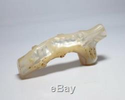 Antique Walking Stick Handle MOTHER OF PEARL SHELL Hand carved Asian