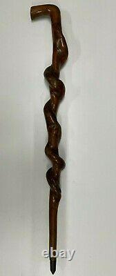 Antique Walking Stick Irish SHILLELAGH type heavy spiral carving carved