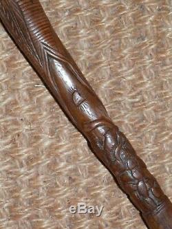 Antique Walking Stick With Hand Carved Mexican Folk Art Maximilian i of Mexico