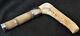 Antique Walking Stick or Cane Handle Carved Stag Horn & Sterling Silver Handle