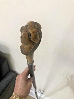 Antique Walking stick Handle Carved women carved from horn 1900s beautiful item
