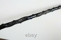 Antique Walking stick carved snake detail Horn handle