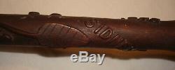 Antique Walnut Folk Art Carved Vine Leaf Sidney Ohio Showers Walking Stick Cane