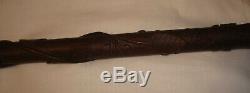 Antique Walnut Folk Art Carved Vine Leaf Sidney Ohio Showers Walking Stick Cane