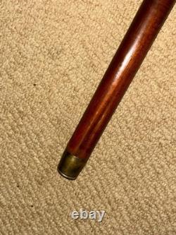 Antique Walnut Walking Stick Cane Hand-Carved Large Grotesque Man Head Top